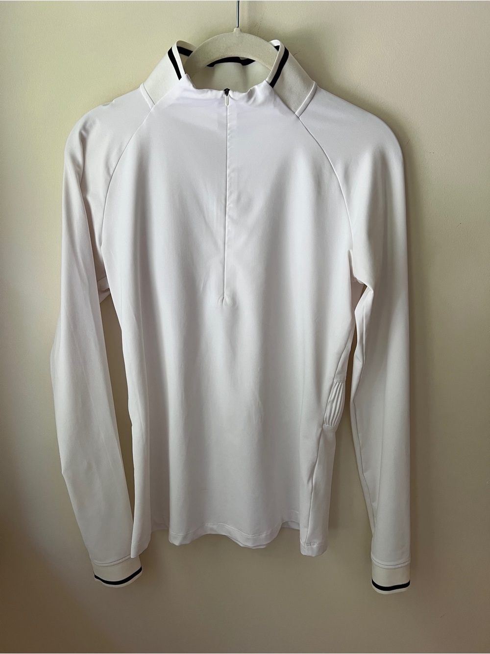 Prince Women's White Long-Sleeve Rash Guard with Black Trim Quarter Zip